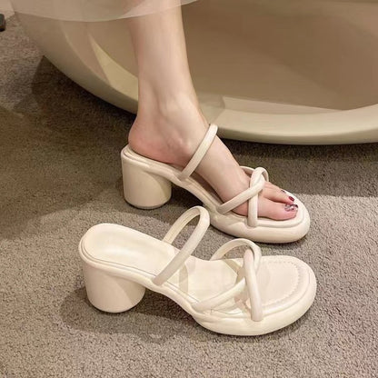 Thick heel fashion women's shoes ins