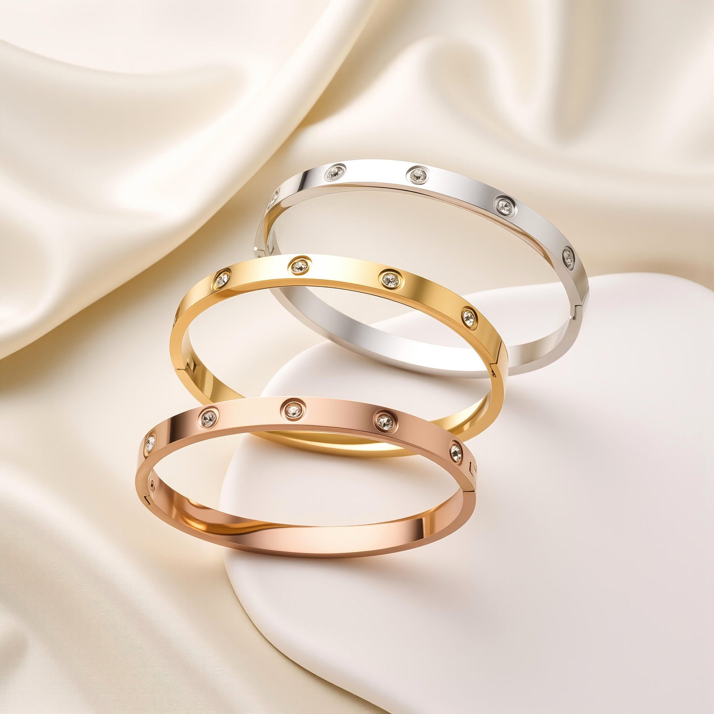 Stainless Steel Ten Diamond Bracelet