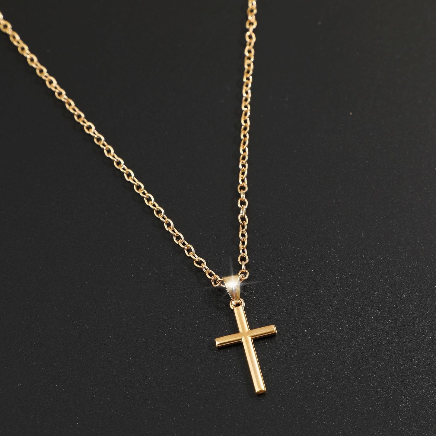 Pearl Dark Cross Pendant Necklace