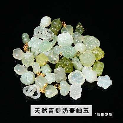 Crystal silver obsidian Hetian jade carving loose beads
