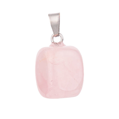 Crystal amorphous semi-precious stone cube pendant