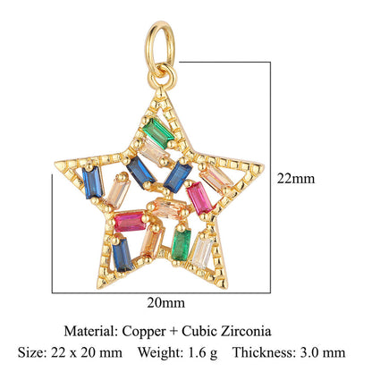 Colgante de cobre y circonita con forma de estrella y sol 