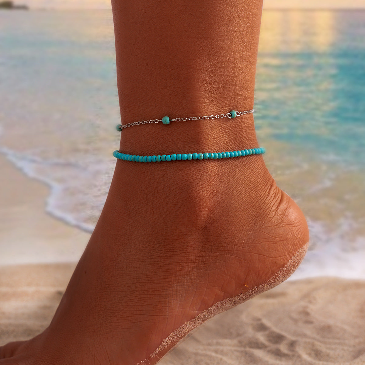 Summer casual rice bead shell anklet