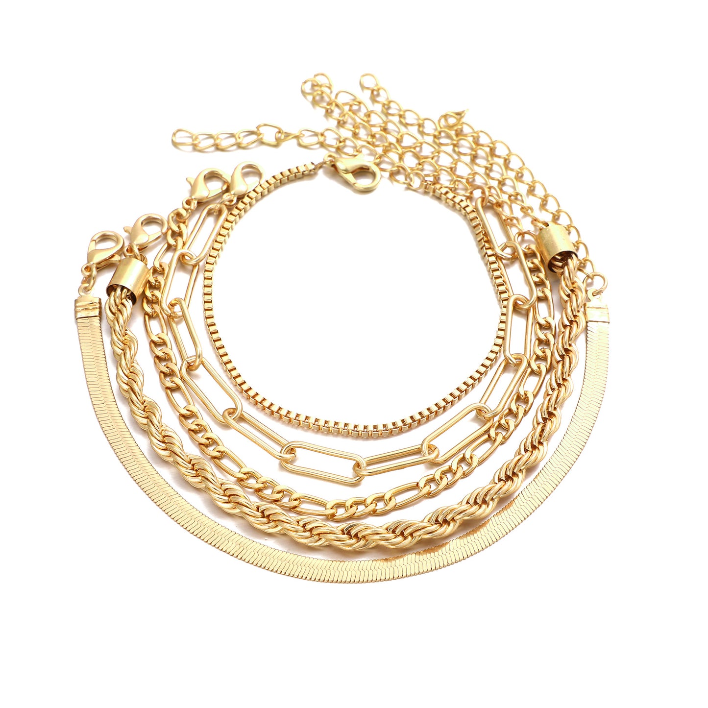 Multi-layer Snake Bone Chain Bracelet Set (5 pcs)