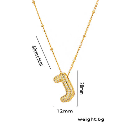 Hip-Hop Ice Sugar Zircon Quartz Letter Pendant American INS Fashion Necklace