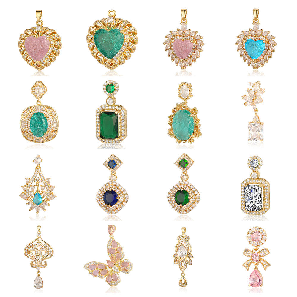 Copper zircon pendant water drop oval square