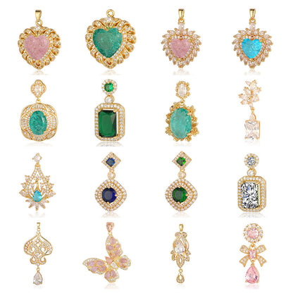 Copper zircon pendant water drop oval square