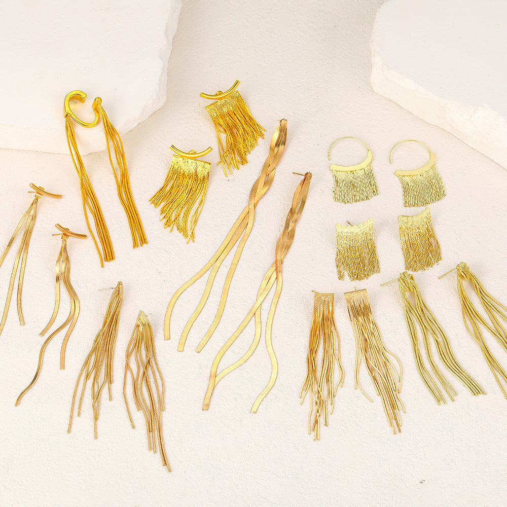 Geometric Fringe Chain Earrings