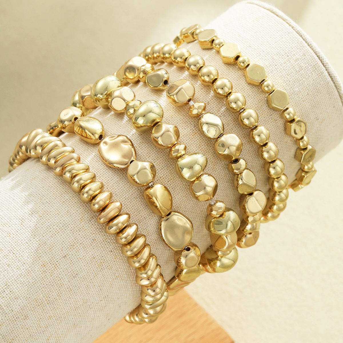 Gold CCB Beaded Bracelet Set