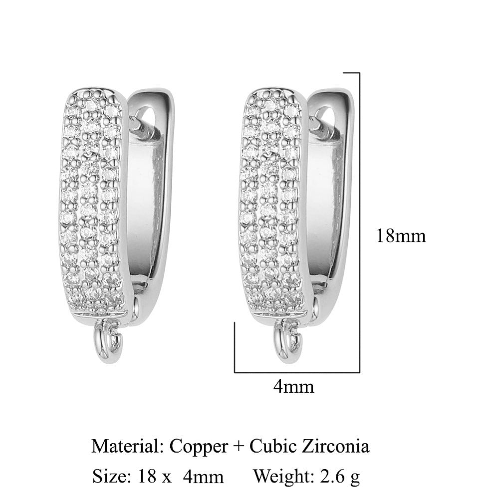 Hebilla de oreja para mujer con microincrustaciones de cobre y diamantes cuadrados 