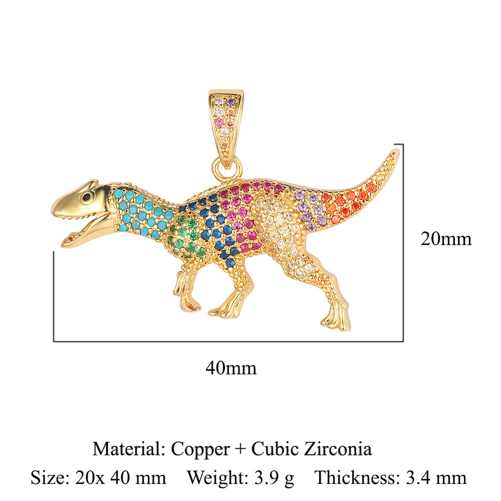Colgante de cobre y circonita con forma de sol y loto de dinosaurio 