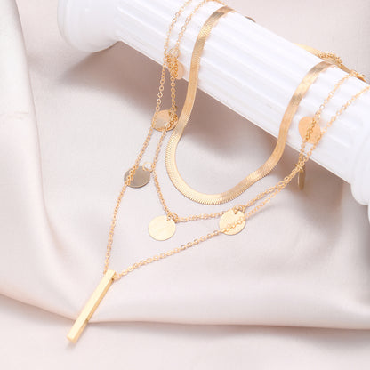 Small disc personality tassel long pendant necklace