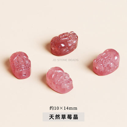 Gray Moonlight Pixiu Red Strawberry Crystal Pendant