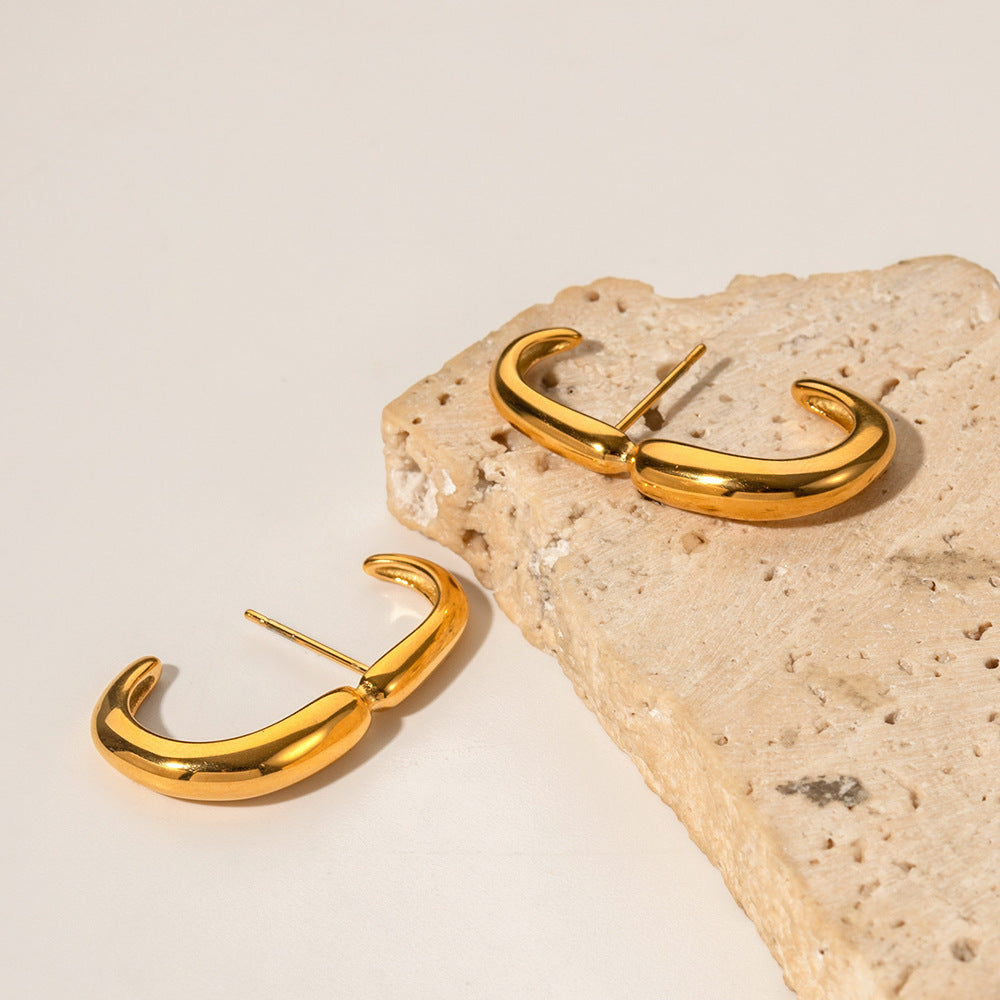Geometric three-dimensional curve earrings