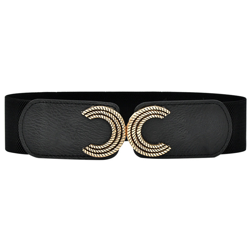 Elasticated toggle letter belt with elasticated waistband