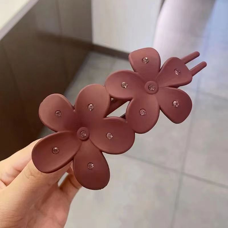 Frosted Rhinestone Flower Hairpin Female