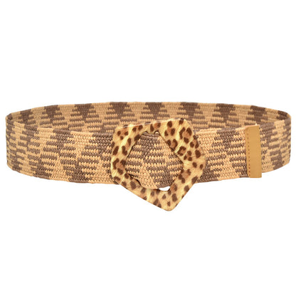 Round Braided Resin Buckle Ladies Belt