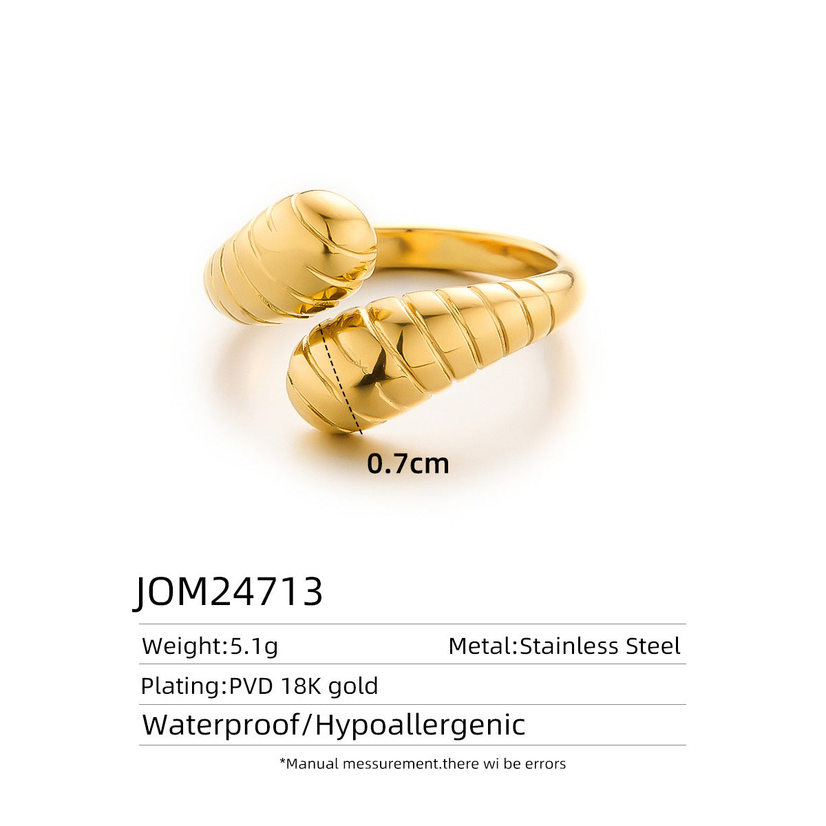 18K Gold Titanium Steel Open-Ring Necklace — Women's Minimal Irregular Style