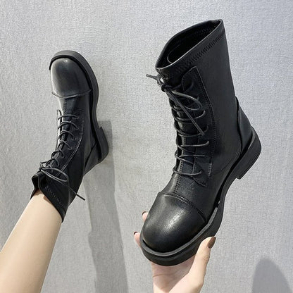 Fashion lace-up flat boots