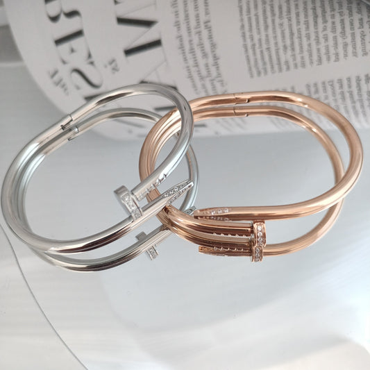 Titanium Steel Open Nail Bracelet — Light Luxury Non-Fading