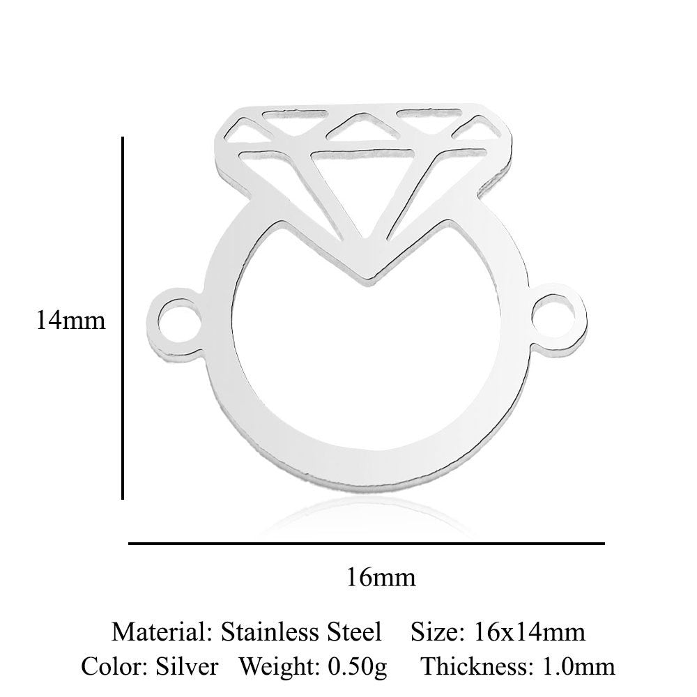 Paquete de 5 unidades, colgante de acero de titanio con diamantes de amor, colgante de huella digital. 