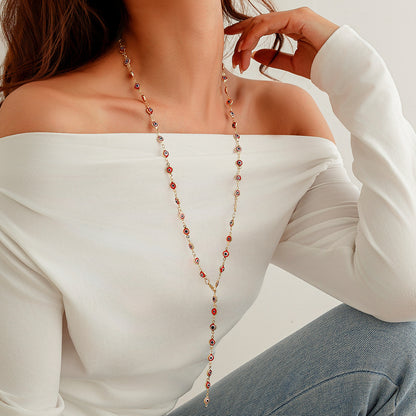 Color crystal y-shaped necklace