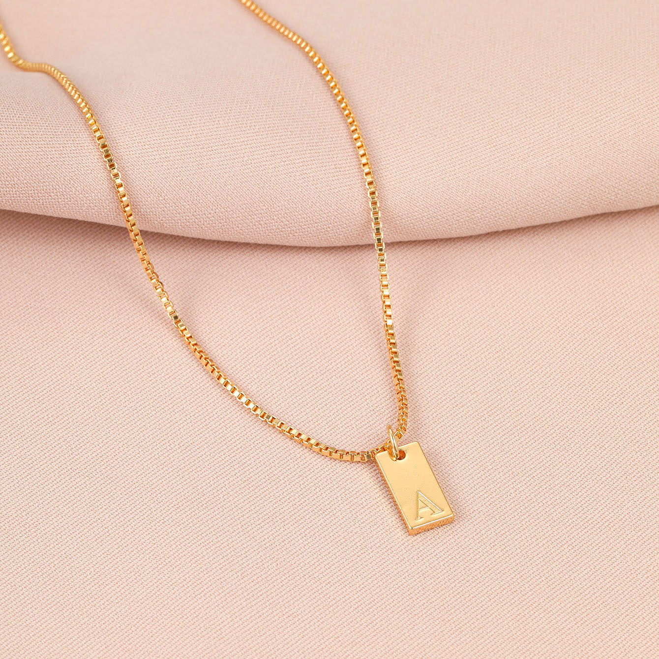 English letter square pendant clavicle necklace