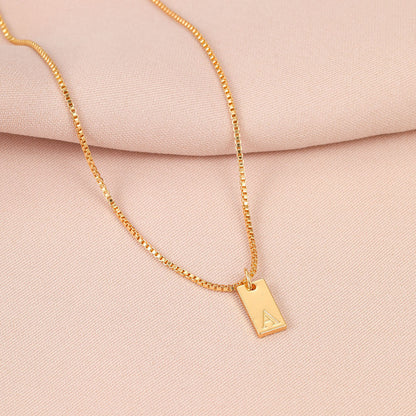 English letter square pendant clavicle necklace
