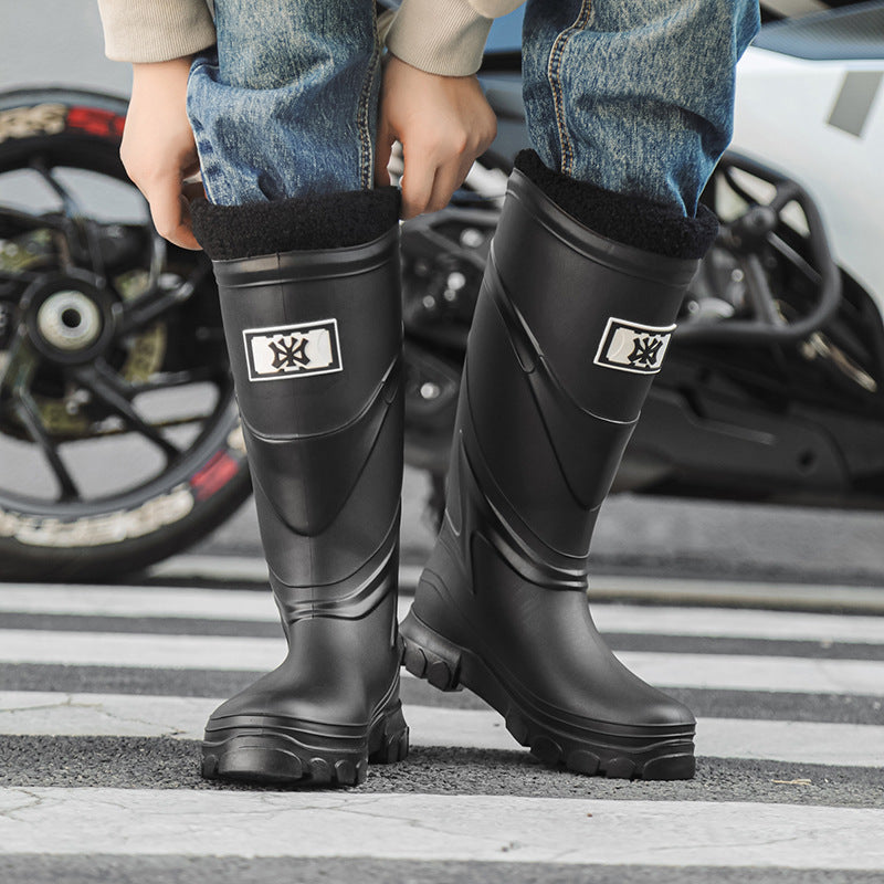 Rain shoes men's European and American style tall tube