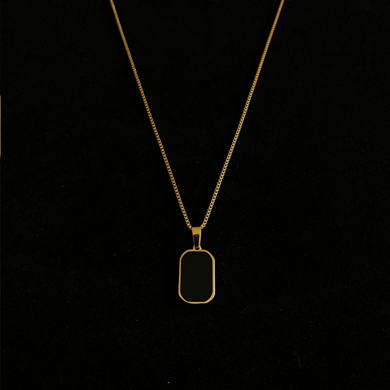 Minimal Black Titanium Steel Collarbone Necklace