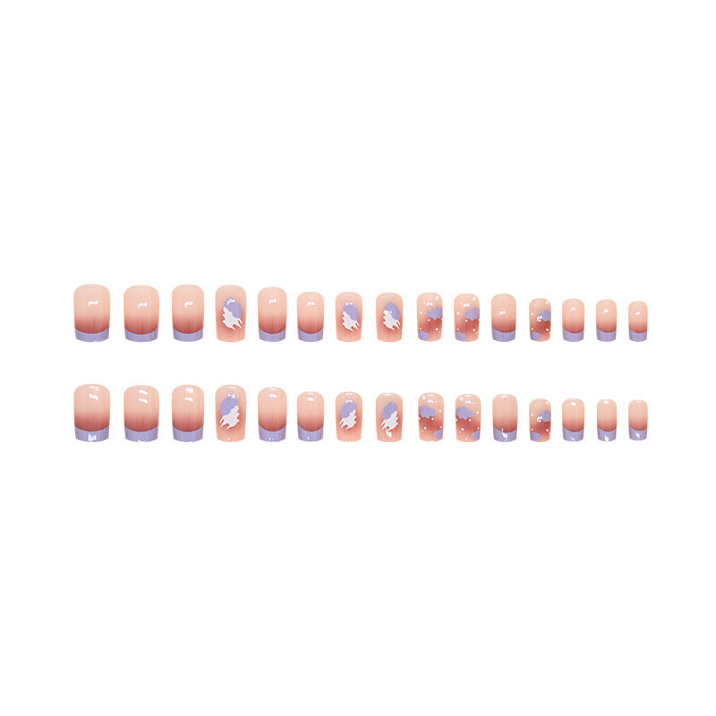 Spring French Gradient Polka Dot Medium T Ballerina Nails
