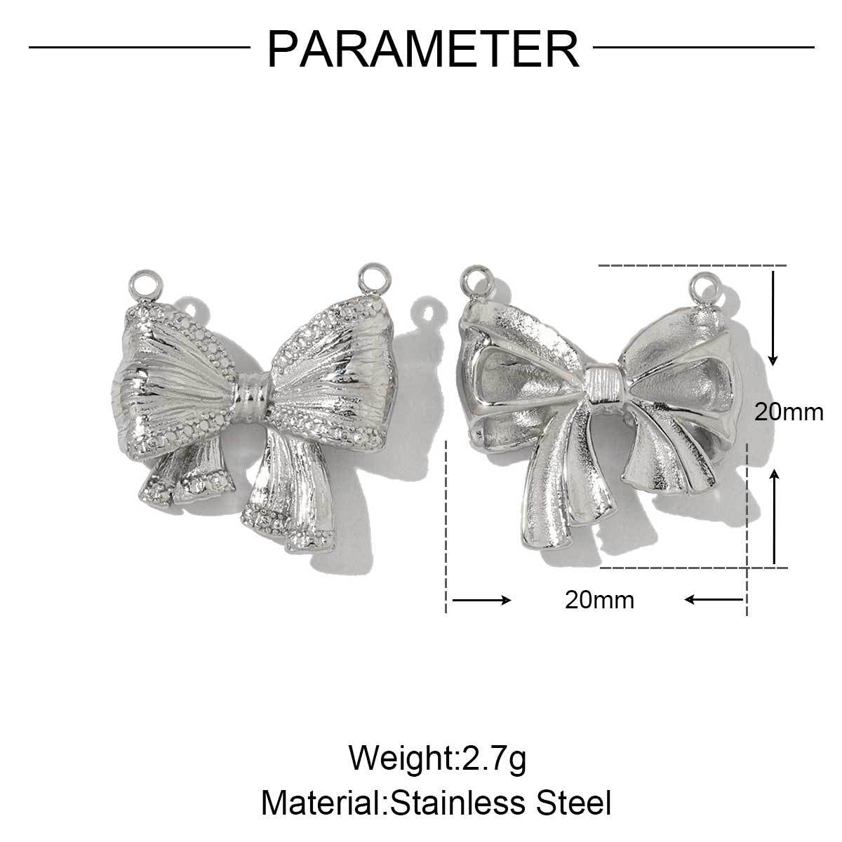 French bow oval zircon titanium steel pendant