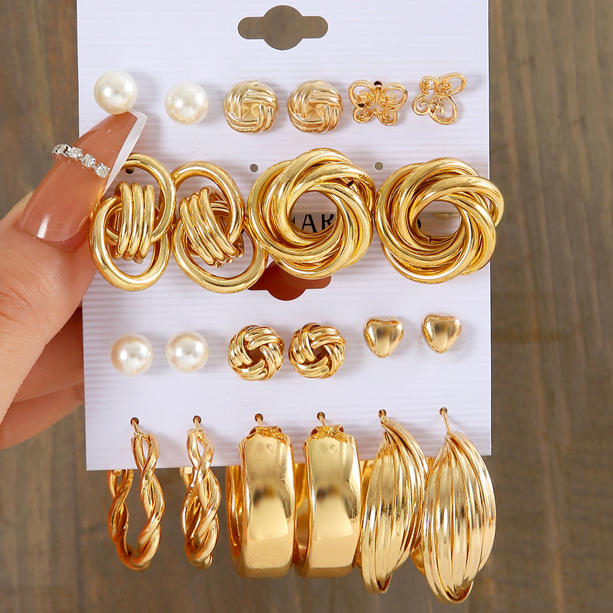 Metal Twist & Geometric Earring Set