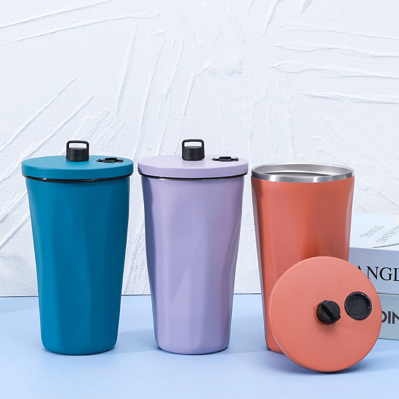 Gradient Diamond-Shaped Cola Cup with Straw