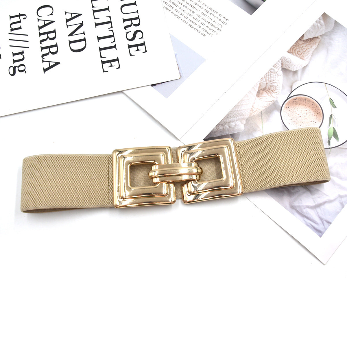 Geometric gold metal belt