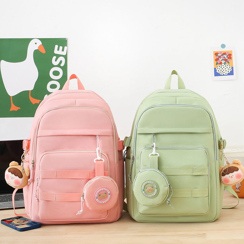 Casual campus style solid color backpack wholesale