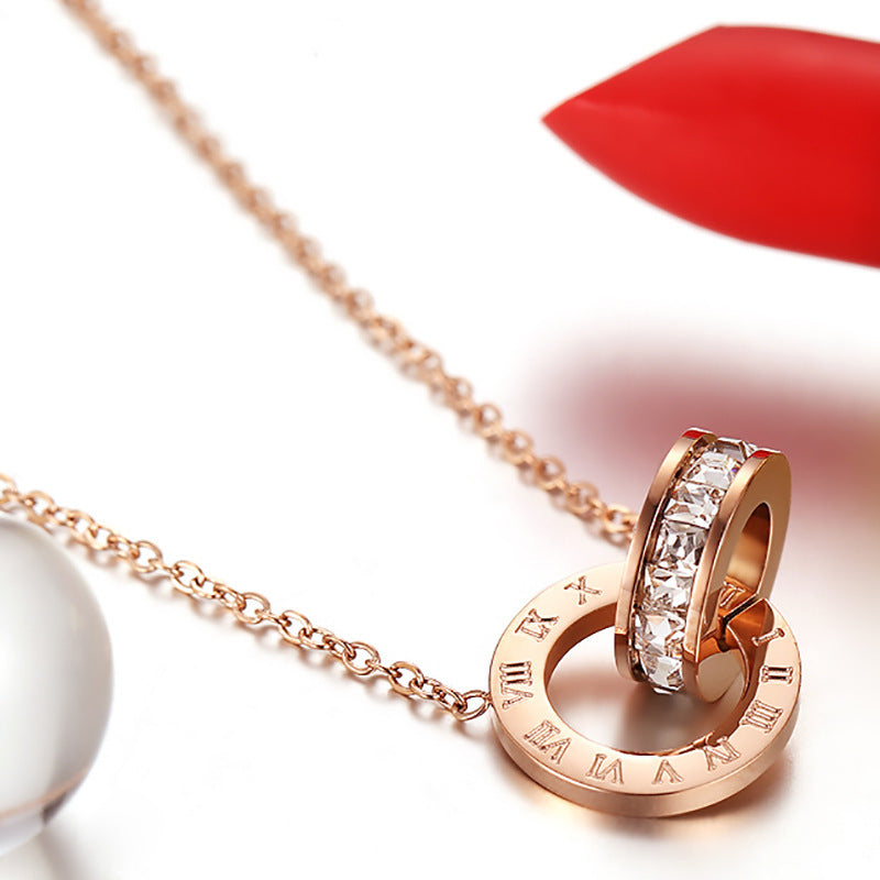 Titanium Steel Double Ring Necklace