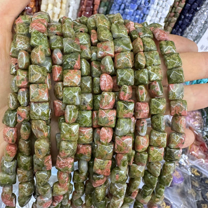 8*8MM 25pcs/string natural stone cut square loose beads