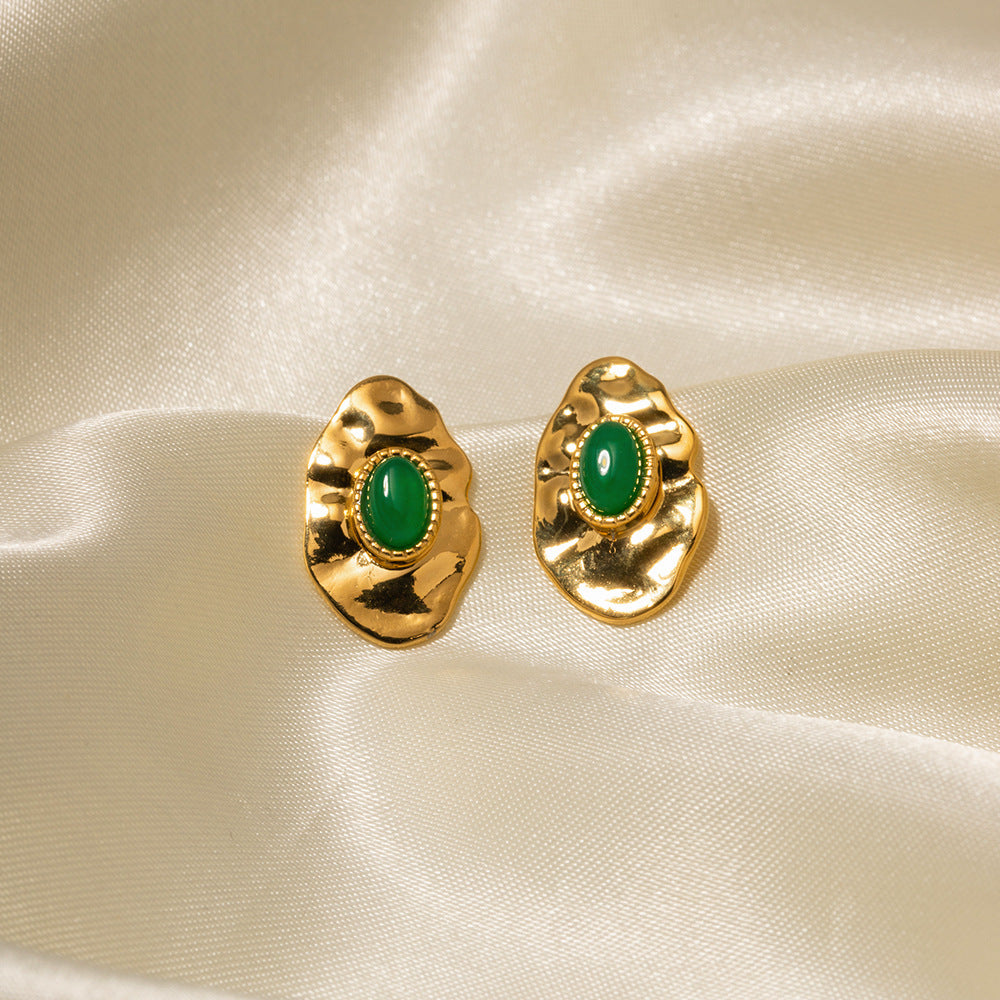 Geometric Emerald Earrings