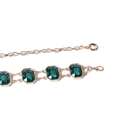 Emerald crystal metal chain waist chain