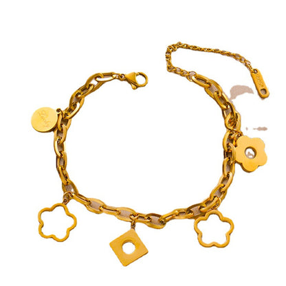 Brazalete de acero de titanio - Estilo INS, flor de cinco pétalos 