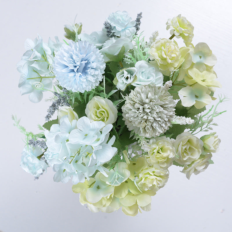 7 cachos de rosas adereços de flores artificiais buquê de crisântemo 