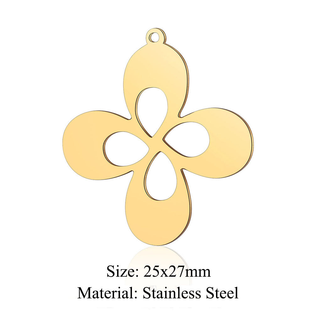 Colgante de acero de titanio con forma de flor y hoja, 5 unidades por bolsa 