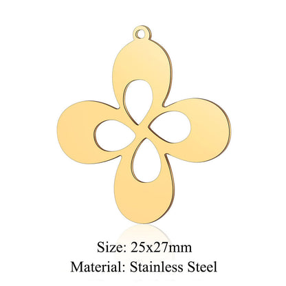 Colgante de acero de titanio con forma de flor y hoja, 5 unidades por bolsa 