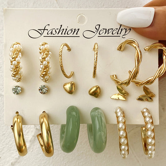9-Piece Acrylic & Pearl Earring Set