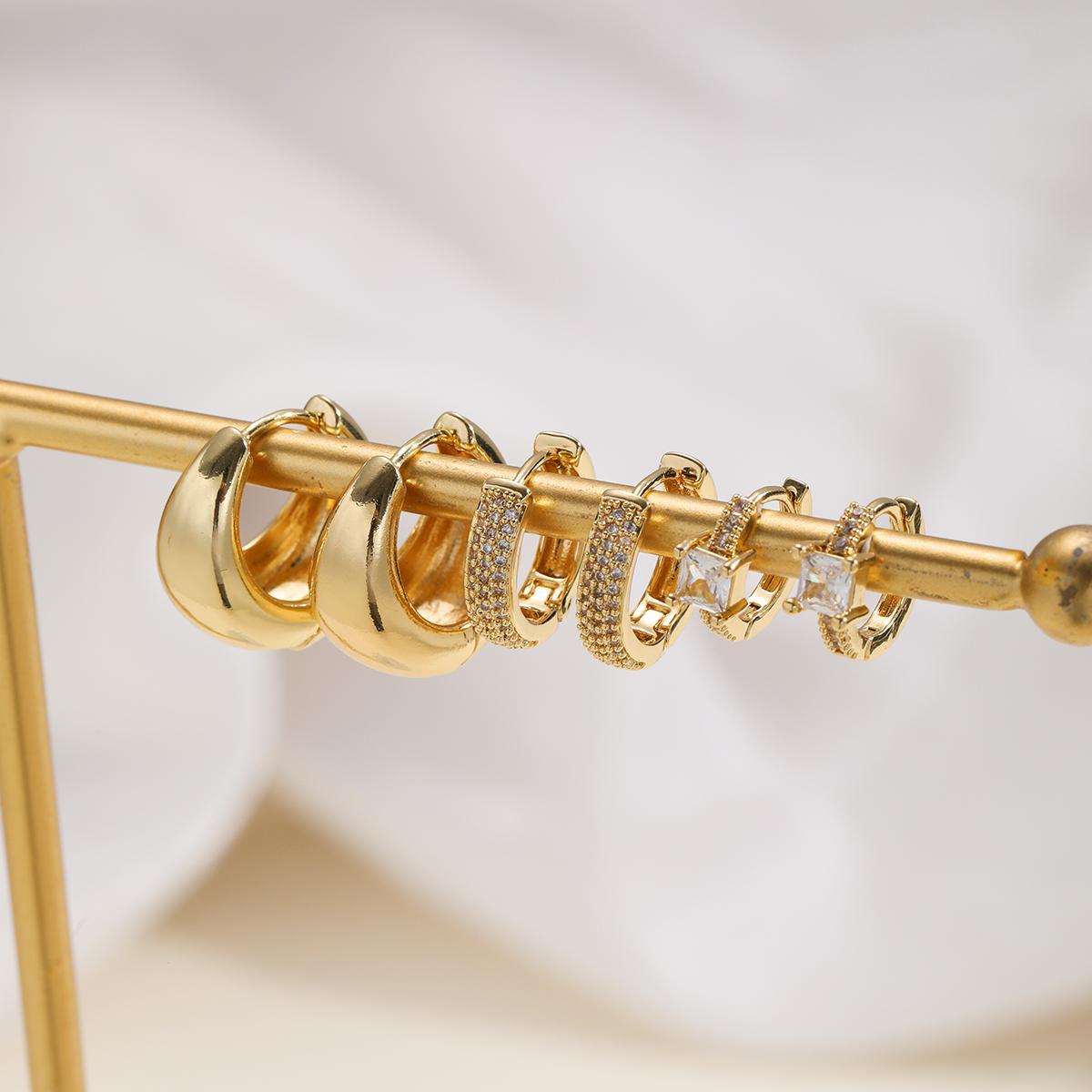 Zirconia Twist Hoop Earring Set (3pc)