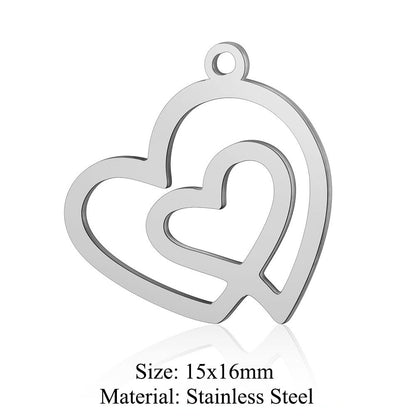 5 pcs/bag peach heart love titanium steel pendant accessories