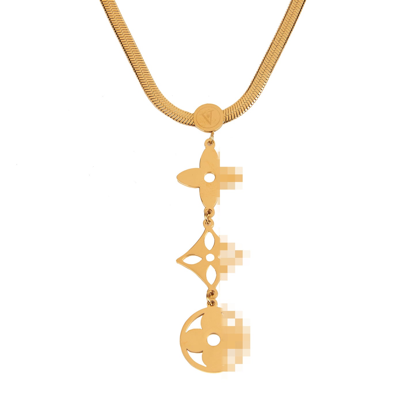 Titanium Steel Lucky Clover Tassel Necklace — Women's Snake Chain