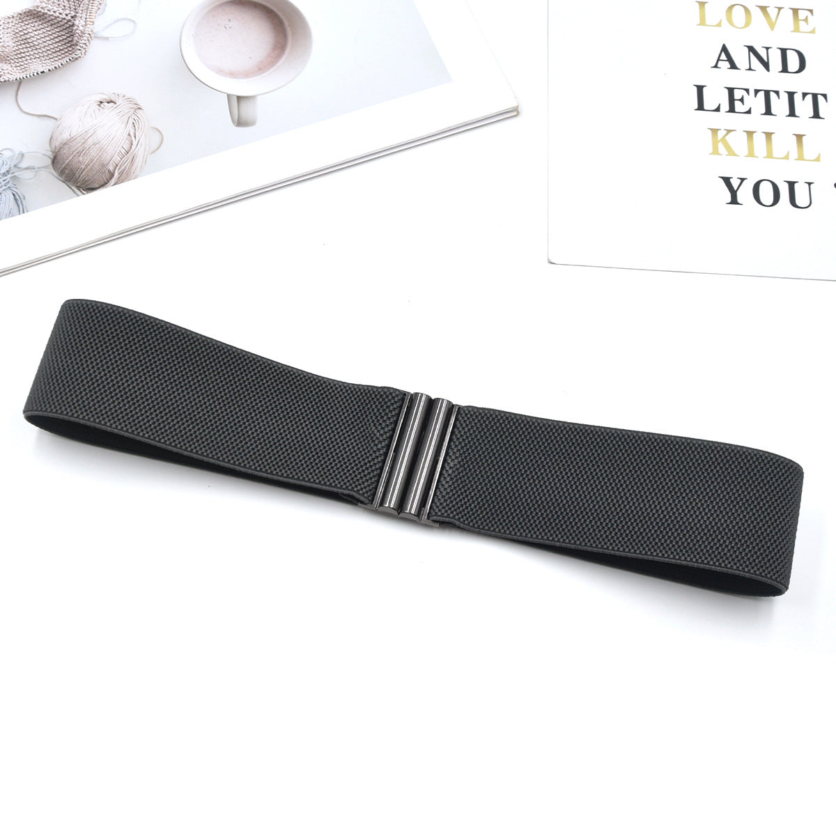Red elastic waist seal wide belt