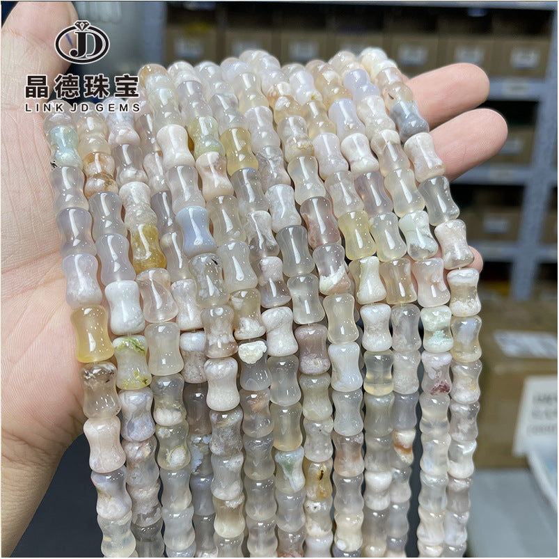 8 * 12Mm natural cherry blossom agate bamboo loose beads